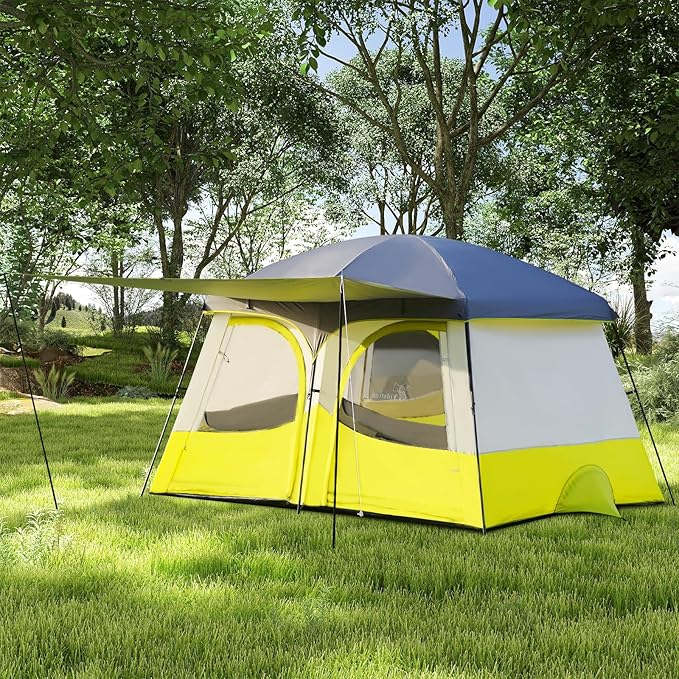 Vidalido Tents6-8 Person Camping Tent with Extended Vestibule2 Room Weather Resistant Family TentsEasy Install Waterproof Outdoor Tent for Backpacking and Camping Hiking