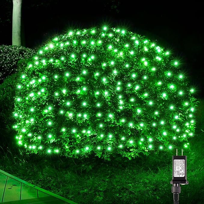 BlcTec Outdoor Christmas Lights 360 LED 9.8ft x 6.6ft Christmas Net Lights with 8 Modes UL Certified Timer Connectable Waterproof for Trees Bushes Shrub Yard Outdoor Xmas Decorations Green