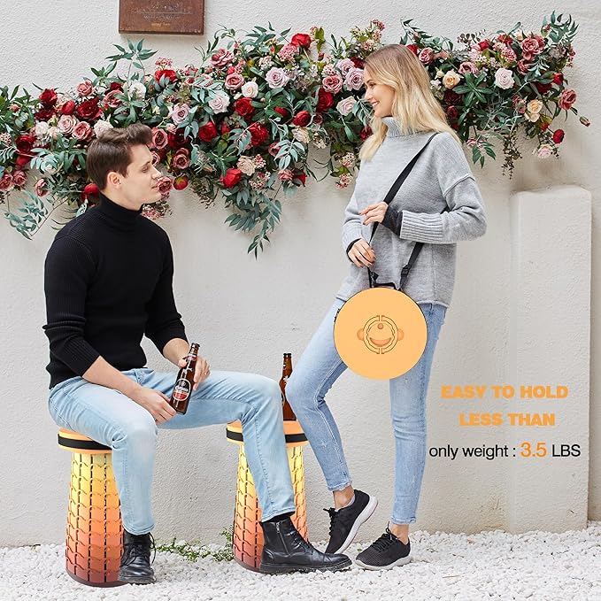 ALEVMOOM Upgraded XXL Collapsilbe Stool with CushionMore Sturdy and Height 19.7D11.8Portable and Lightweight Adjustable Chair Telescoping Stool for Camping Hiking BBQ Max Loading 1000Ibs