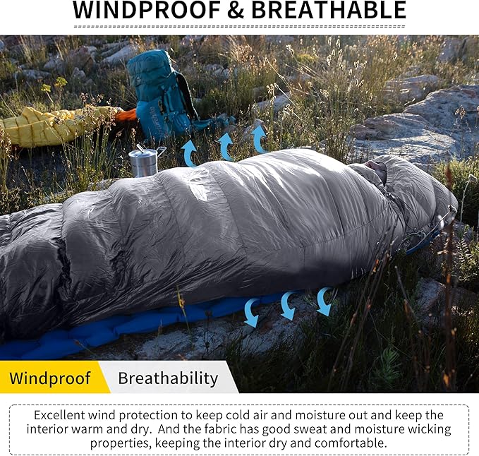 Naturehike Ultralight Down Sleeping Bag 650FP Backpacking Sleeping Bag for Adults 40.4℉ Waterproof Sleeping Bags for Camping Hiking Traveling with Compression Sack