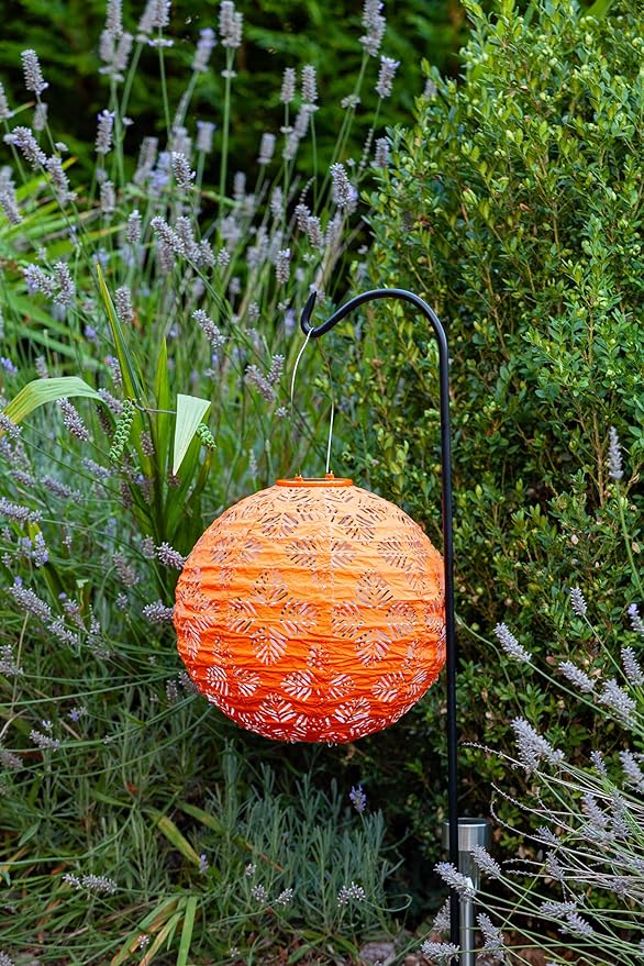 Allsop Soji Stella - Brights Geo Palm - 12 Outdoor Solar Lantern - Clementine