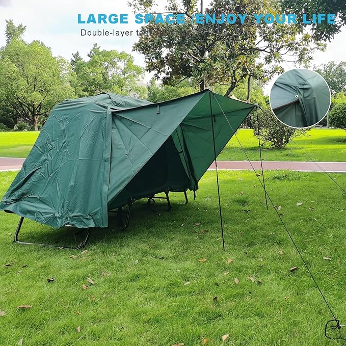 Tent Cot Folding Off The Ground Waterproof Camping Sleeping Bed with Rain Cover