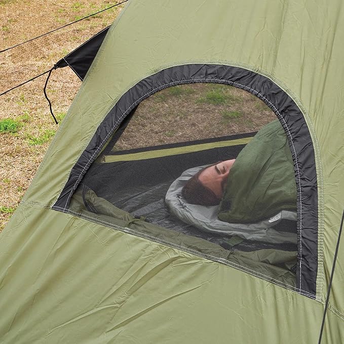 Intense Wilderness Survival Gear Four-Person Teepee Tent | Lightweight Weather-Resistant Camping Shelter | Easy Setup | Durable Fabric | Ventilation | Carry Bag for Outdoor Adventures