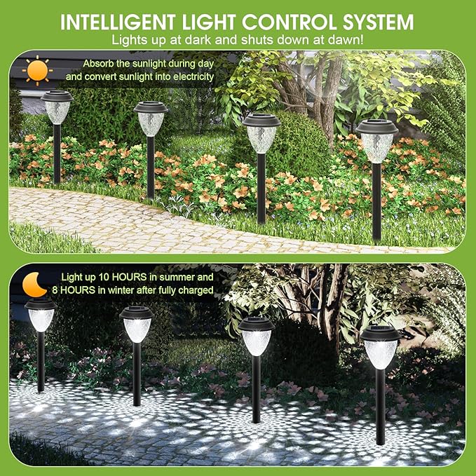 GOODFOEVER Solar Pathway Lights Outdoor 16 Pack Solar Lights Outdoor Waterproof for Outside Garden Decor for Yard Patio Landscape Planter Walkway Driveway
