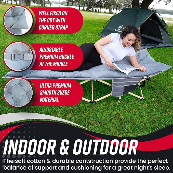 Vaygway Outdoor Camping Cot Pads Mattress- Soft Comfortable Lightweight Thick Cotton Sleeping Cot- Portable Hiking Traveling Backpacking Waterproof Bottom Pad Mattress