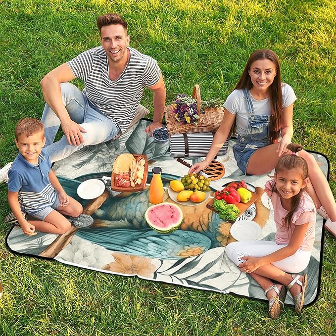 Zipper Birds in The Jungle Style Picnic Mat Suitable for Travel Camping Park Or Home Use