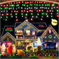 Hezbjiti Christmas Lights - Outdoor Decorations LED Fairy String Curtain Lights with 75 Drops 8 Modes 1600LED 164FT for Christmas Decor (Red Green Cold)