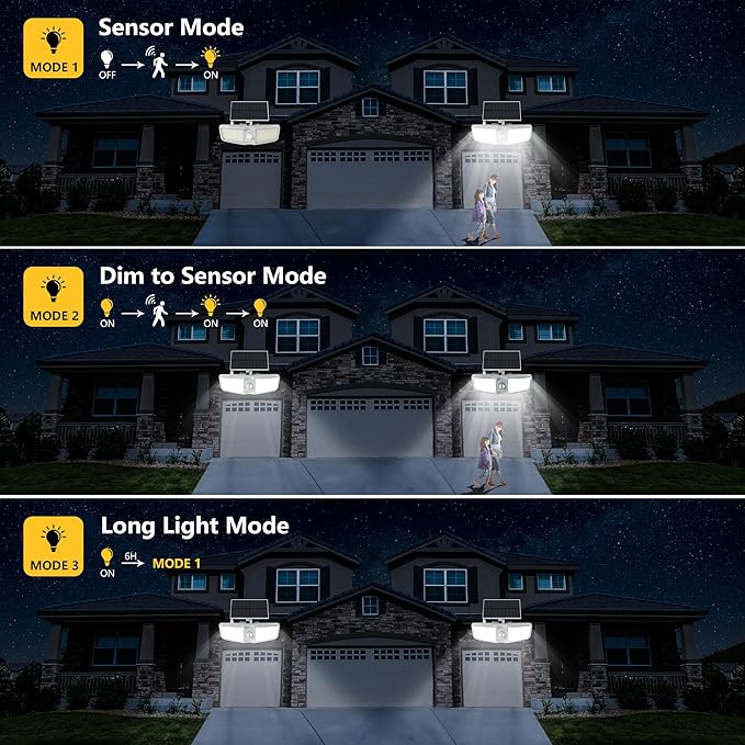 Solar Motion Sensor Outdoor Floodlights 6500K with Remote Control 180 LED WaterproofSolar Security Outdoor Light with IP65 for Wall Porch Barn Patio Garage White 4-PCS