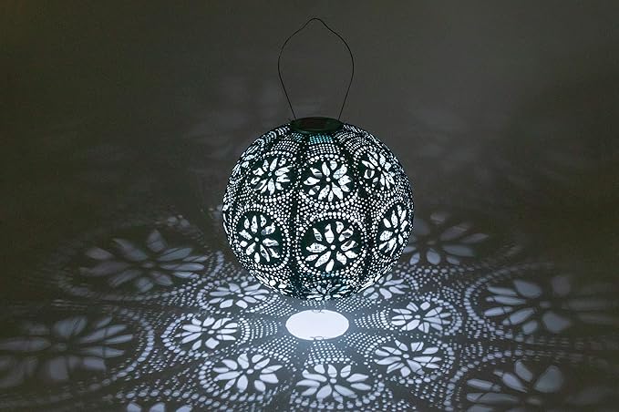 Allsop Soji Stella - Brights Geo Palm - 12 Outdoor Solar Lantern - Mineral Green