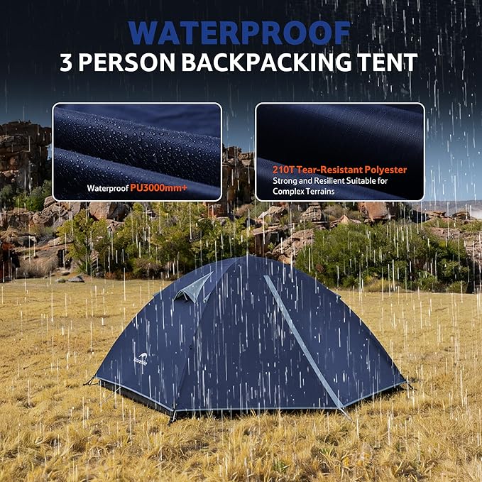 Naturehike Bleik 2-3 Person Camping Tent Waterproof Double Layer Lightweight Backpacking Tents for Camping