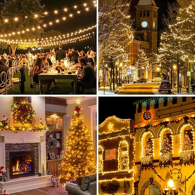 Mlambert 1200 LED Christmas Lights 394FT Outdoor Waterproof Dimmable Fairy Lights with Remote 8 Modes Indoor Lighting for Holiday Décor Warm White