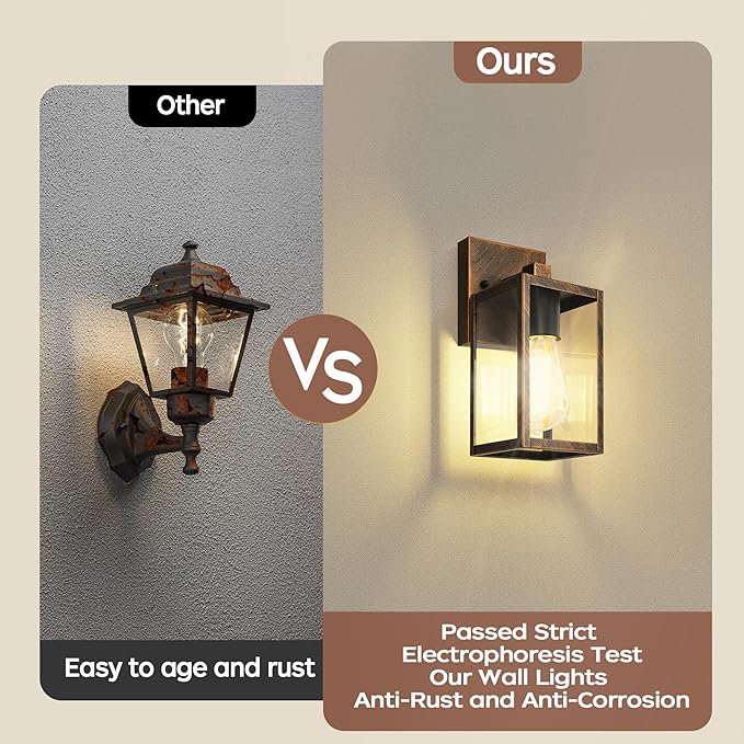 WIHTU Outdoor Lights for House LED Exterior Front Porch Light Fixtures for Outside Waterproof Wall Light Outdoor Sconce Lights for Patio Garage Doorway Entryway (Black Brush Gold)
