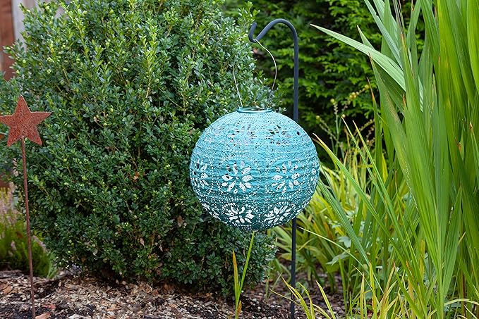 Allsop Soji Stella - Brights Geo Palm - 12 Outdoor Solar Lantern - Mineral Green