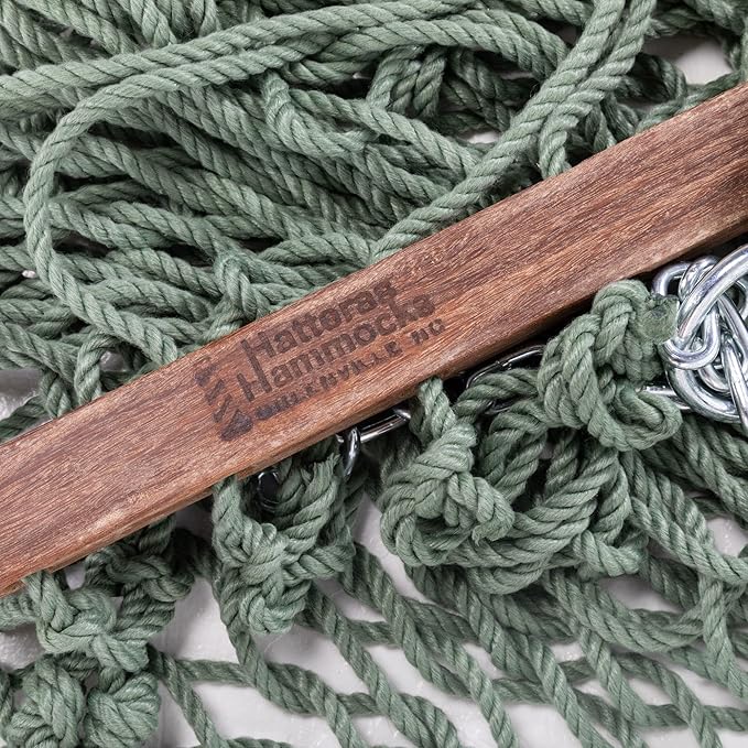 Hatteras Hammocks Deluxe Meadow Duracord Rope Hammock with Free Extension Chains &amp Tree Hooks Handcrafted in The USA 450 LB Weight Capacity 13 ft. x 60 in