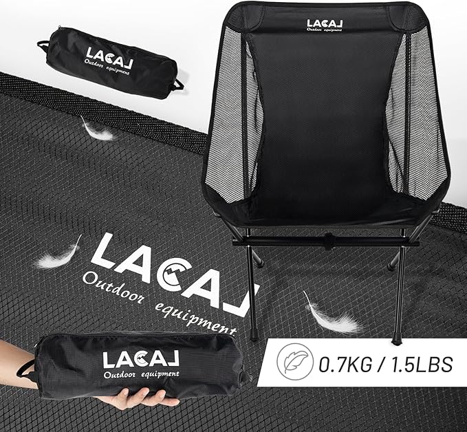 Ultra-Light Folding Camping Chair All-Aluminum Frame Surper Breathable Fabric Easy to Carry Compact Storage Size (2 Black)