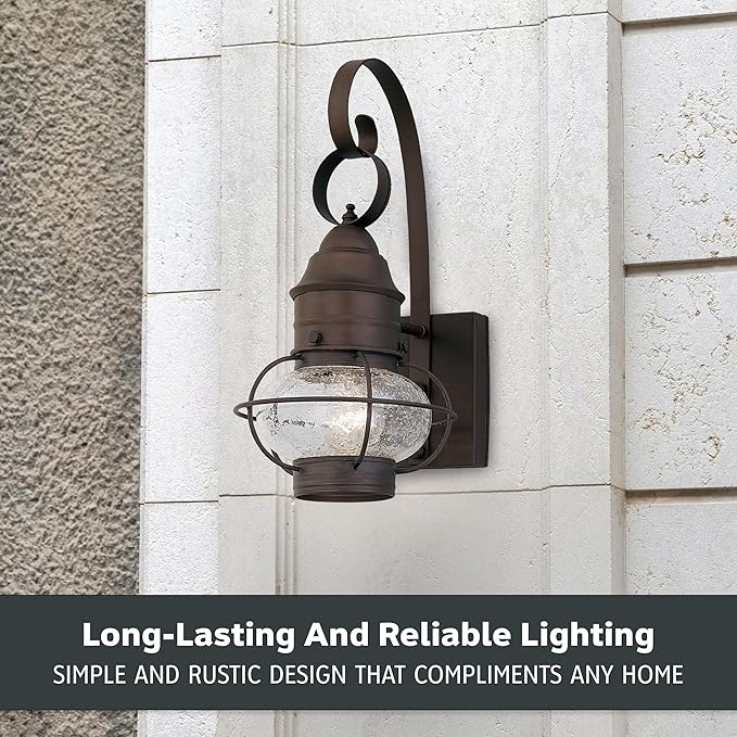 Designers Fountain Nantucket Outdoor Light Fixture 14.25 Inch Exterior Wall Lantern Sconce for Front Door Patio and Porch Rustic 1751-RT