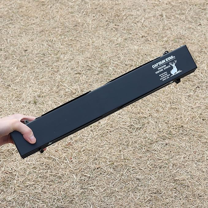 Captain Stag UC-582 Outdoor Table Aluminum Roll Compact Foldable Case Included Matte Black
