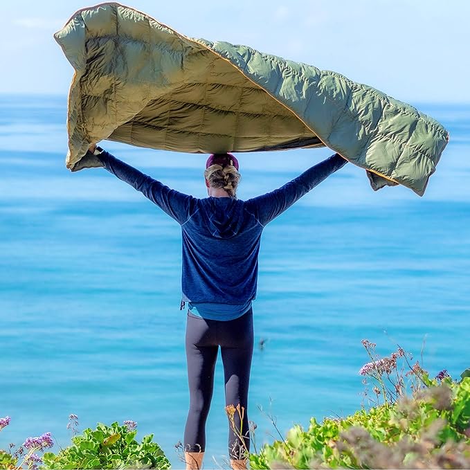 Get Out Gear Down Camping Blanket - Puffy Packable Lightweight and Warm | Ideal for Outdoors Travel Stadium Festivals Beach Hammock | 650 Fill Power Water-Resistant Backpacking Quilt