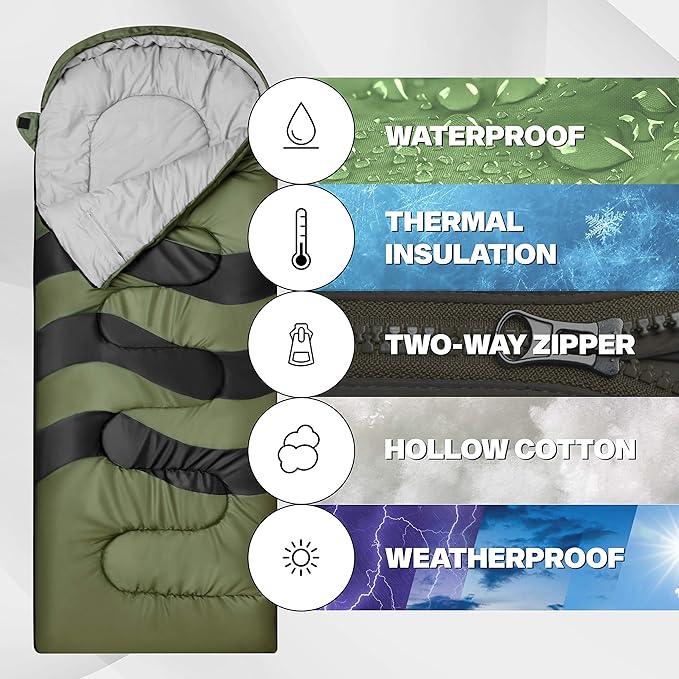 IFORREST Sleeping Bag - Single-Person Cold Weather Camping Sleep Bag for Adults and Teens - XXL 33in/ 40 - Extra-Wide &amp Warm for Big &amp Tall - All-Season Comfort