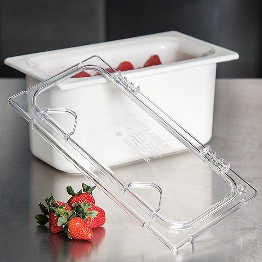 Carlisle FoodService Products CFS CM10278Z07 Coldmaster EZ Access Lid 1/3 Size 0.9 Height 13 Width 7 Length Polycarbonate (PC) Clear (Pack of 2)