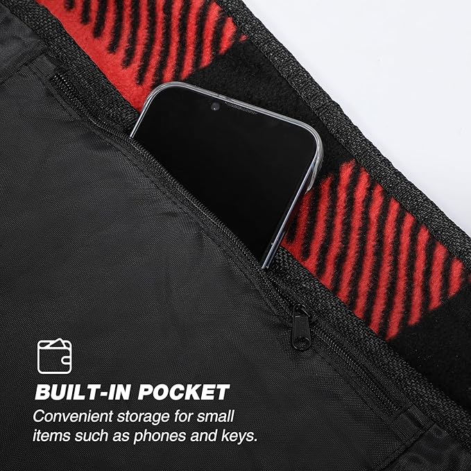 REDCAMP Extra Large Waterproof Stadium Blanket for Cold Weather Soft Warm Fleece Camping Blanket Windproof for Camping Hiking Traveling Picnic Sports 79x 79 Red and Black Grid
