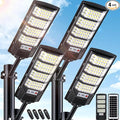 4 Pack Solar Street Lights Outdoor Waterproof 6500K LED Motion Sensor Lights Dusk to Dawn Solar Flood Lights with RemoteParking Lot LightCommercial Area Lighting for Outside