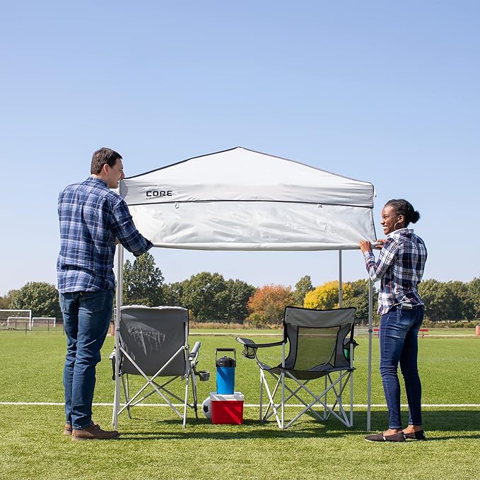 Core Instant Straight Leg Canopy Tent with Adjustable Sun Wall 6 ft x 4 ft  Gray