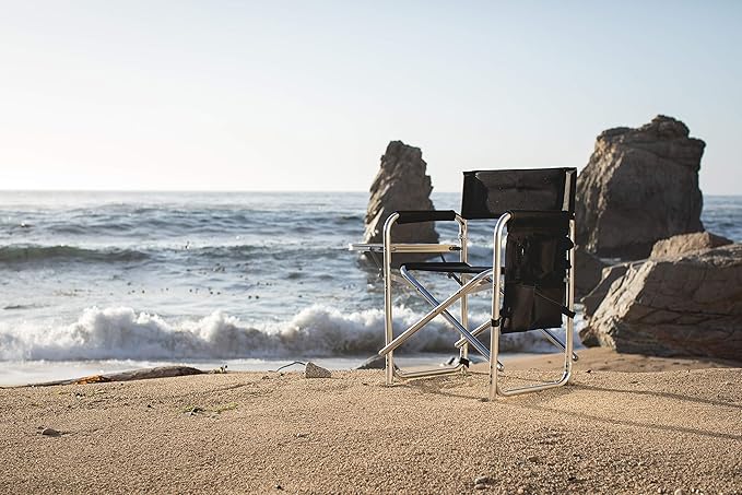 PICNIC TIME Star Wars Sports Chair with Side Table Folding Beach and Camp Chair Portable Outdoor Chair with Carry Strap and Storage Pockets (Black)