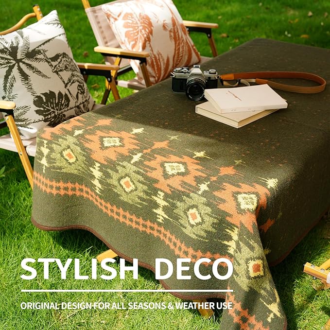 ACUSHLA Merino Wool Blanket - Warm Thick Washable Large Bed Couch Outdoor Camping Sleeping Throw Blanket All Seasons Myers Green 79x63