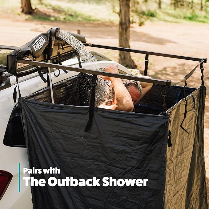 Kakadu Outback Shower Vehicle Tent Camping Privacy Shelter Bathroom Tent for Cars – with Roof LED Light BlockOut® Technology Towel Rod Storage System