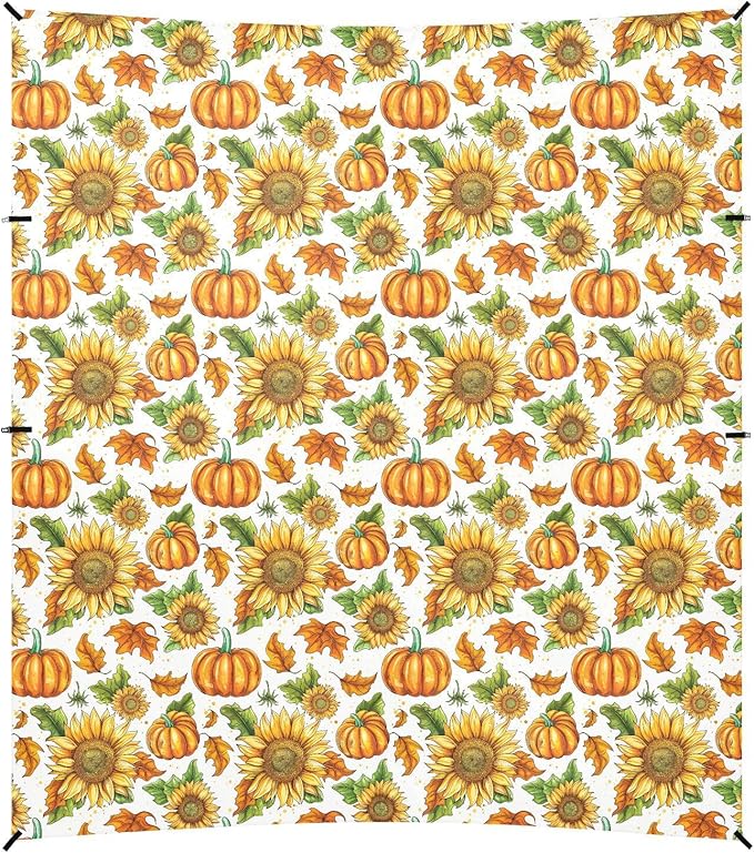ALAZA Sunflower Maple Leaf Pumpkin Beach Tent Sun Shelter UPF50+ Protection Beach Shade Canopy w/ 4 Sandbags for Outdoor Camping Fishing Backyard Fun Picnic 10x9 ft