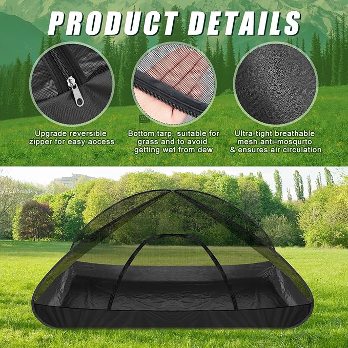 2 Pcs Pop up Mosquito Net Tent for Camping Outdoor 86. 6 x 39. 4 x 37. 4 Inch Foldable One Person Pop Tent Waterproof Freestanding Insect Bug Net for Summer Camps Camping Hiking Outdoor