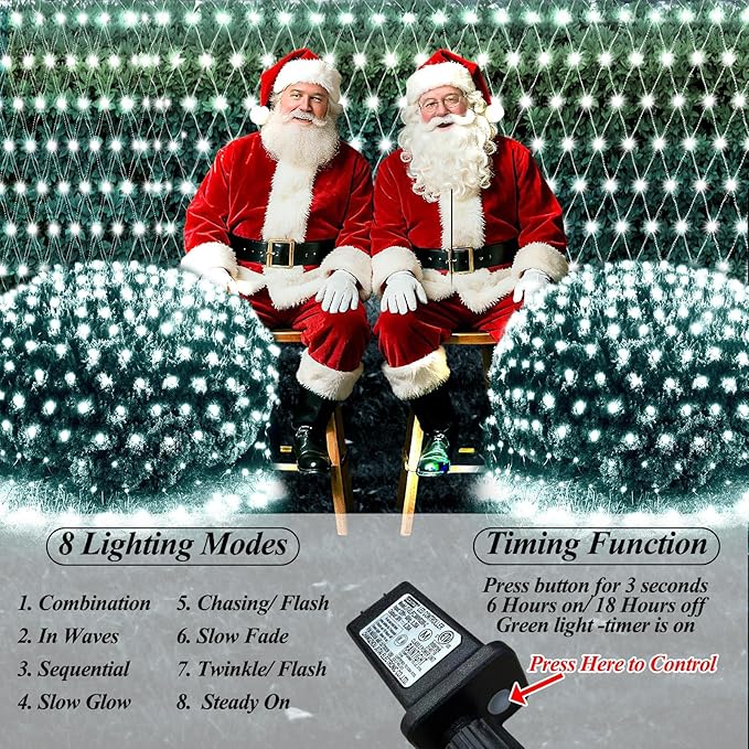 Lovelite 13ft x 13ft Net Lights Outdoor 400LED Large Gazebo Lights 8 Modes Timer Waterproof Connectable Christmas Mesh Light Clear Wire for Bushes Patio Pergolas Garden Holiday Party - Cool White
