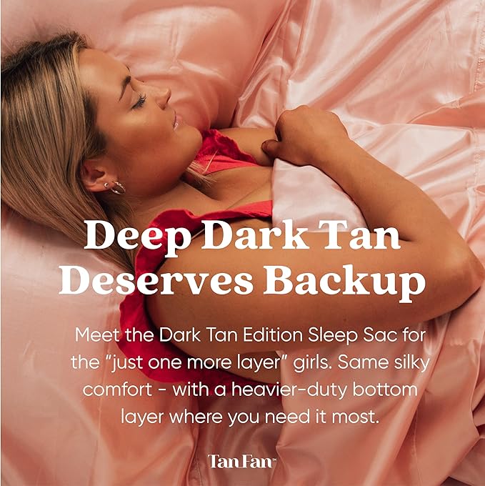 Tan Fan Self Tan Sleep Sac – Dark Tan Edition (Pink) – Protect Sheets From Dark Tanner - No Transfer Guarantee – 100% Silky Cool Thicker Bottom Lightweight Top Foot Openings – Large Roomy Comfy