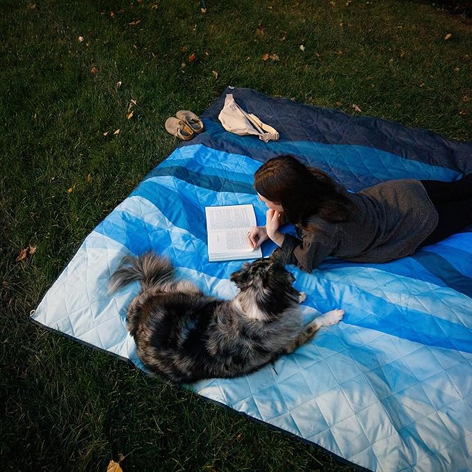 CORE Outdoor Weighted Blanket | Packable Waterproof Picnic Blanket Beach Mat Tent Camping Rug &amp Stadium Blanket | Large Portable 94 x 78 Quilt Design with Built-in Straps and Carry Handle