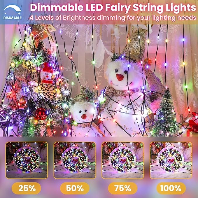 492FT 1500 LEDs String Lights with Remote Dimmable 8 Modes Timer &amp Memory Function Fairy Rope Lights for Christmas Holiday Party-Multicolor