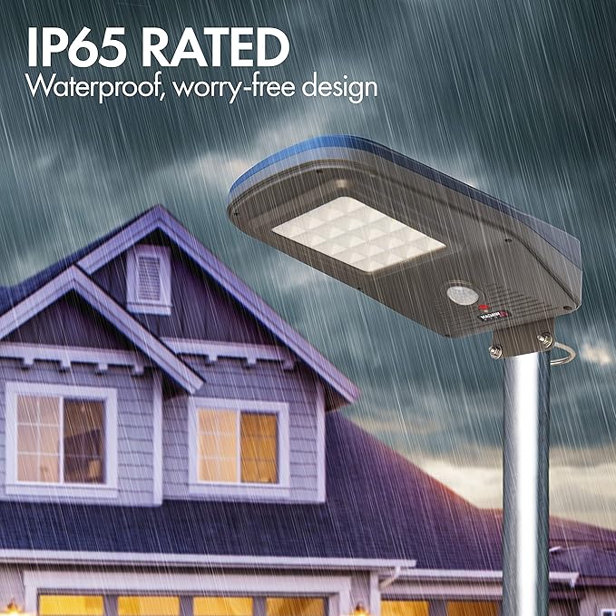 Wagan 3000 Lumen LED Solar Street Light with Remote Control Outdoor Solar Powered Flood Light Dusk to Dawn Waterproof Weatherproof Motion Sensor for Outdoor Garden Yard Path Parking Lot EL8591