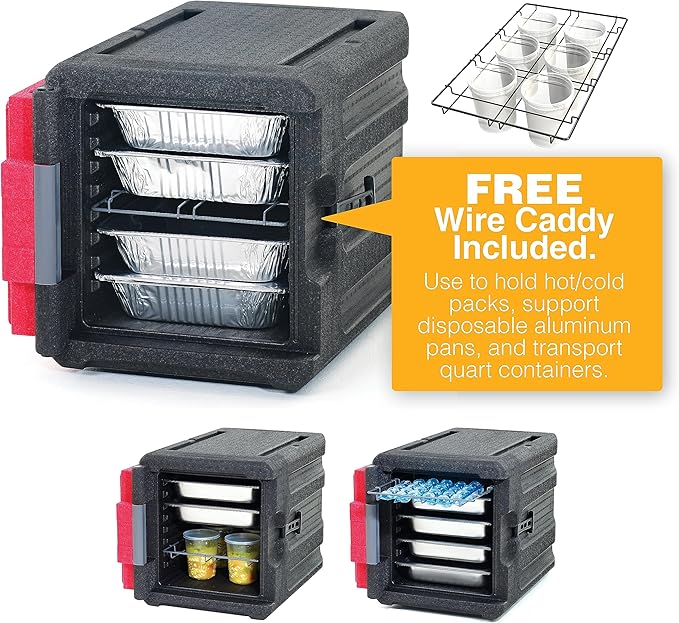 Metro Mightylite ML300 Front-Loading Insulated Pan Carrier - Professional-Grade Multipurpose Food Carrier and Catering Food Warmer - 45 qt or 4 Pan Capacity - Red