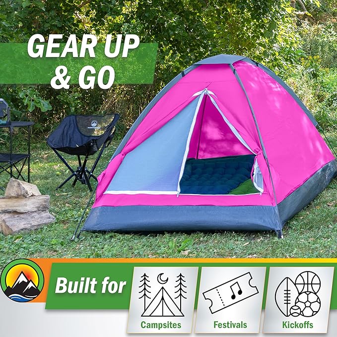 2 Person Camping Tent with Rain Fly and Carrying Bag - Lightweight Outdoor Tent for Backpacking Hiking or Beach Use by Wakeman Outdoors