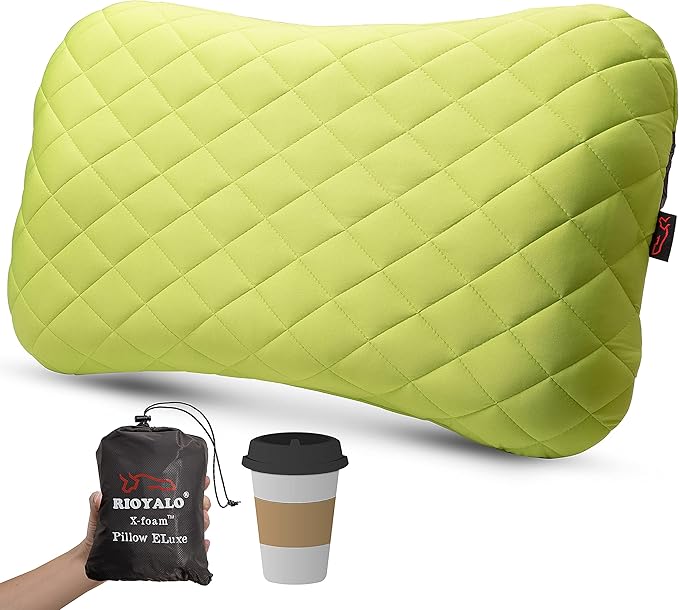 X-Foam Inflatable Camping Pillow ELuxe with Removable Foaming Cover | Comfortable Washable Ultralight Portable Neck Lumbar Support | Backpacking Hiking Travel Air | X-Large (Apple Green)