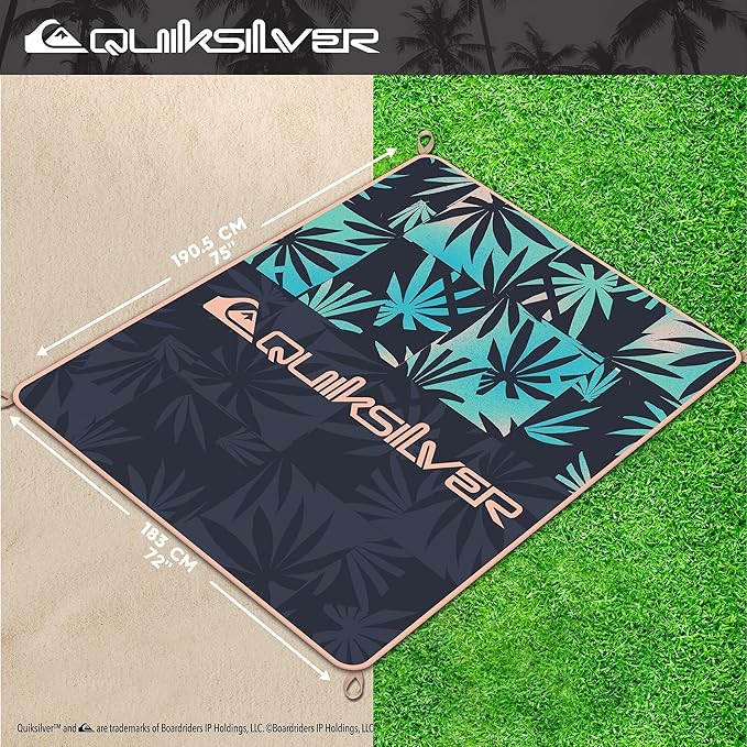 Quiksilver Sand-Free Beach Mat – Large Waterproof Outdoor Picnic Blanket Lightweight Foldable Mat for Beach Camping Park or Travel – Fits 4-6 People Quick-Dry Durable