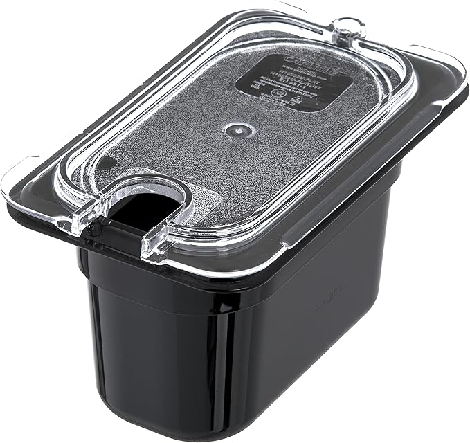 Carlisle FoodService Products Storplus Food Storage Container Food Pan Chafing Pan for Catering Buffets Restaurants Polycarbonate (Pc) 1/9 Size 4 Inches Deep Black (Pack of 6)