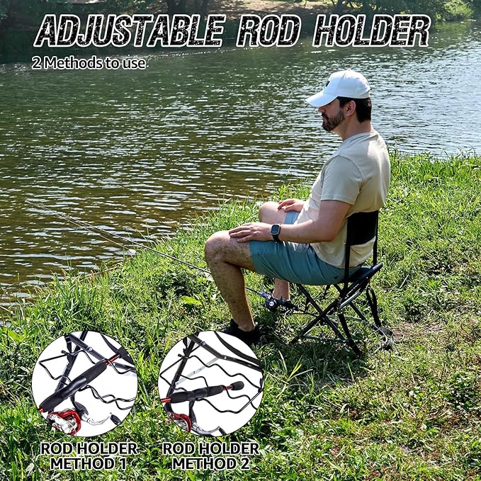 X Strike Portable Fishing Chairs Outdoor Folding Stool for Adults Portable Camping Chair for Ice FishingHuntingLawnPatioGarden300LBS.