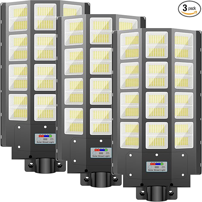 Solar Street Light 8000W Solar Street Lights Outdoor Waterproof 240000LM 8000K Solar Powered Street Light Dusk to Dawn with Motion Sensor LED Wide Angle Lamp