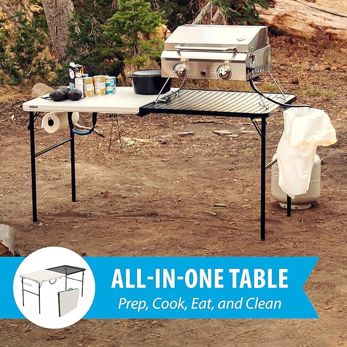 LIFETIME Folding Tailgate Table with Grill Rack Portable Outdoor Camping Station 5-Foot