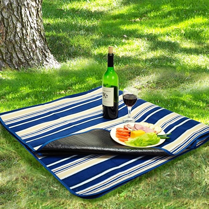 Picnic at Ascot Outdoor Picnic Blanket With Water Resistant Backing Extra Large 60 x 80