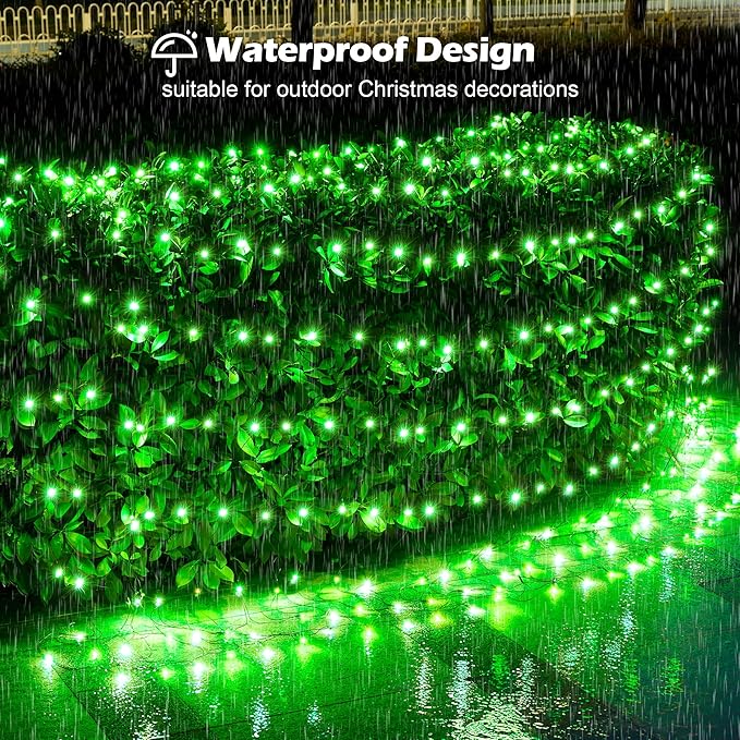 BlcTec Outdoor Christmas Lights 360 LED 9.8ft x 6.6ft Christmas Net Lights with 8 Modes UL Certified Timer Connectable Waterproof for Trees Bushes Shrub Yard Outdoor Xmas Decorations Green