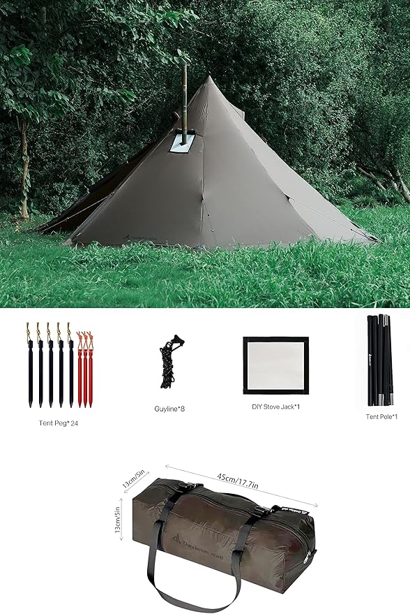 Tipi Hot Tent with Stove Jack + Mesh Inner Tent + Tent Floor Ground Sheet