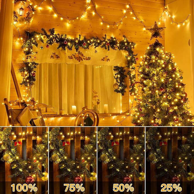 Ollny Christmas Lights 500LED 164FT Long Christmas Tree Lights with 8 Modes Remote Timer IP44 Waterproof Outdoor Christmas Lights for Tree House Yard Outside Xmas Decorations Warm White