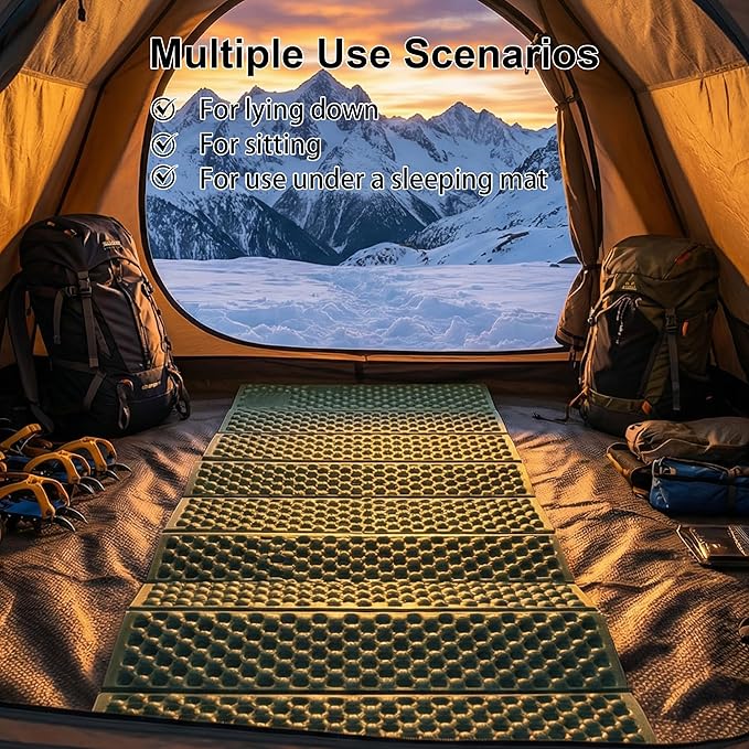 YIKI Closed Cell Foam Sleeping Pad for Camping 72.8x22 inch Ultralight Foldable Foam Sleeping Mat with Heat Reflective Layer Waterproof Backpacking Pad for Hiking Tent Outdoor Use